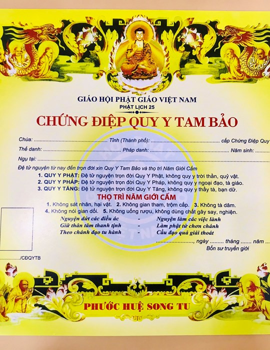 Phái Quy Y Lớn vàng Khổ A4
